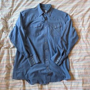 Vintage Big Mac Men's Blue Western Button-Up Shirt, Men's Large-ish